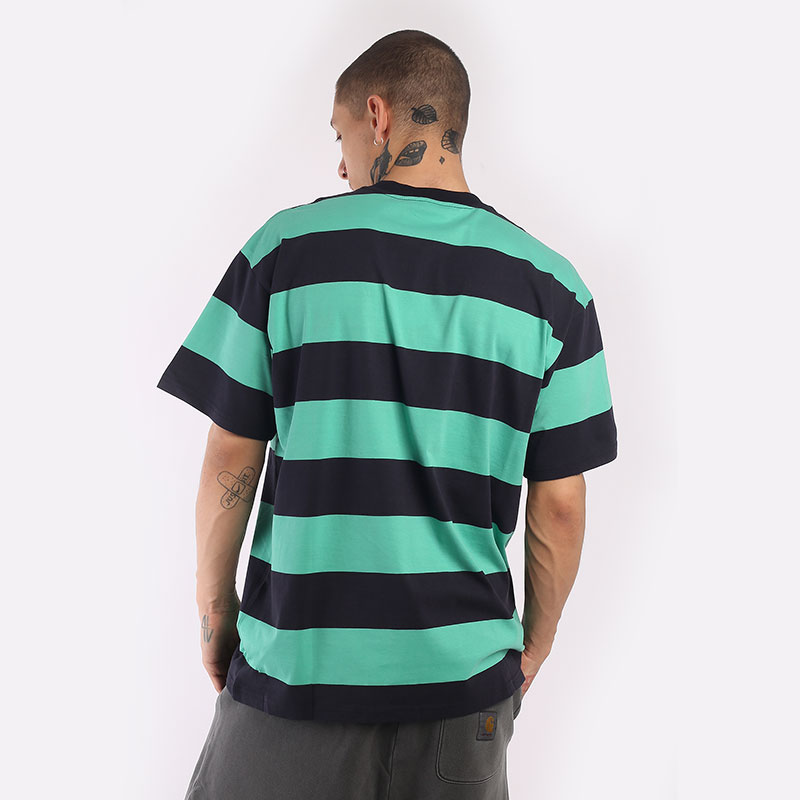 мужская разноцветная футболка Carhartt WIP S/S Dampier T-Shirt I031613-navy/green - цена, описание, фото 3